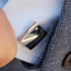 Warren Asher Square Silver-Tone Single Cubic Zirconia Stone Cufflinks -Cheap TIE CLIPS Store 05 9417 cufflinks 1 bm