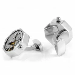 Warren Asher Octagonal Mechanical Movement Stainless Steel Clockwork Cufflinks -Cheap TIE CLIPS Store 1 1 130