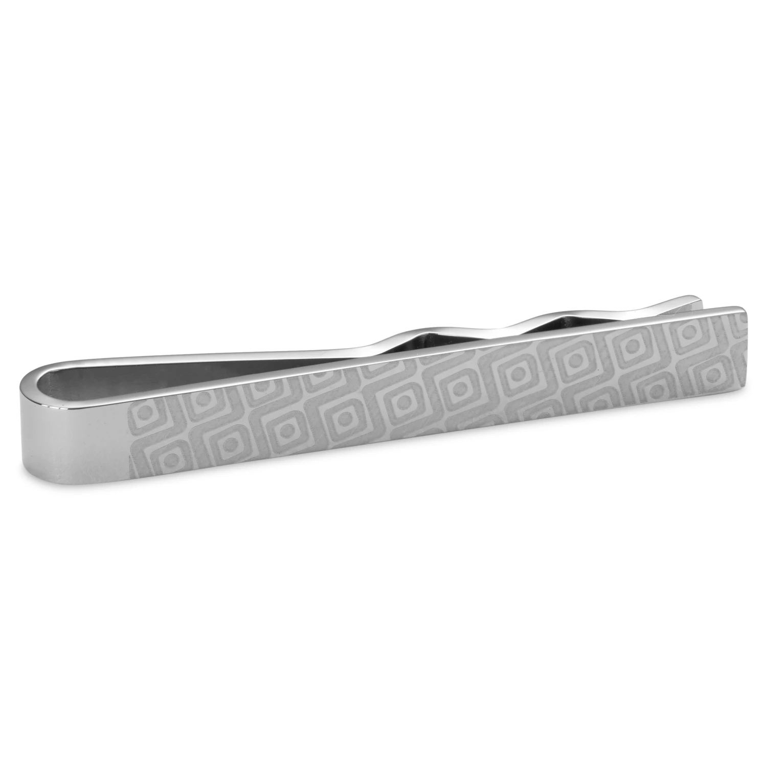 Bohemian Revolt Geo Remix | Silver-Tone & Grey Patterned Stainless Steel Tie Bar 1 Bohemian Revolt Geo Remix | Silver-Tone & Grey Patterned Stainless Steel Tie Bar