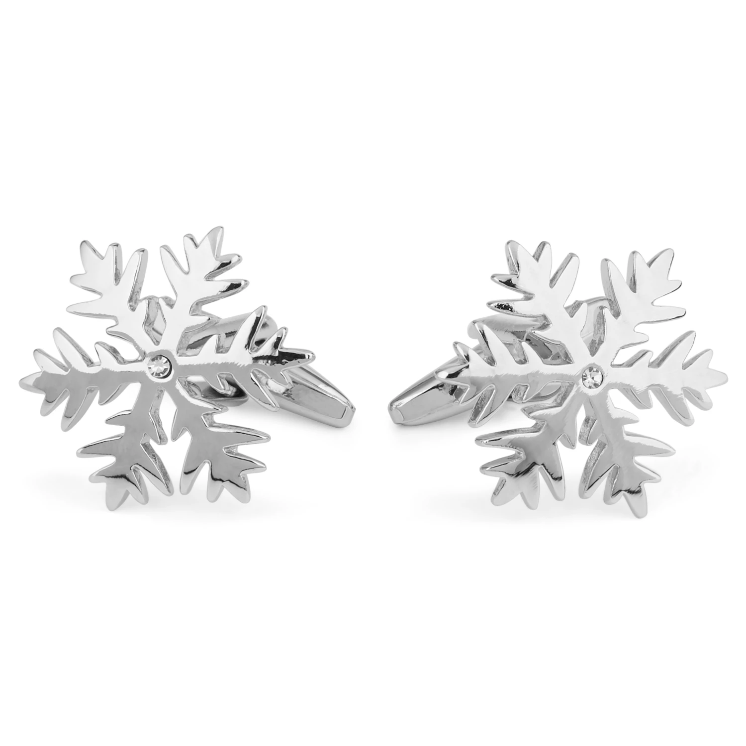 Warren Asher Silver-Tone Snowflake Stainless Steel Cufflinks 1 Warren Asher Silver-Tone Snowflake Stainless Steel Cufflinks