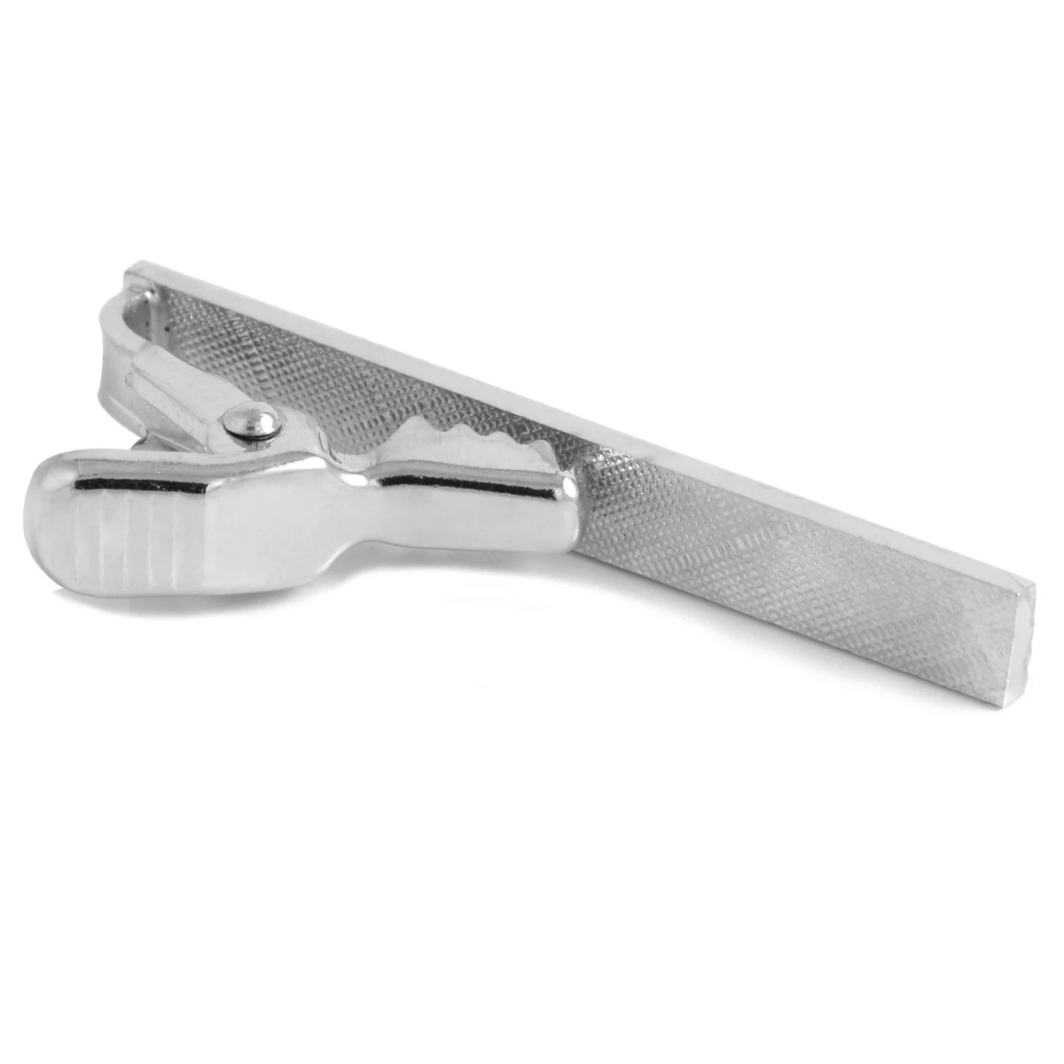 Warren Asher Short Silver-Tone Striped Tie Clip 2 Warren Asher Short Silver-Tone Striped Tie Clip - Image 2