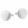 Warren Asher Oval Silver-Tone Etched Surface Cufflinks