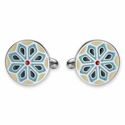 Bohemian Revolt Geo Remix | Cream, Light Blue & Black Motif Stainless Steel Cufflinks