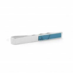 Warren Asher Short Turquoise Stone & Silver-Tone Tie Bar