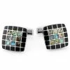 Warren Asher Square Silver-Tone Bold & Ornate Squares Cufflinks