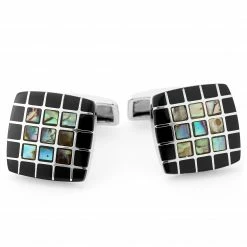 Warren Asher Square Silver-Tone Bold & Ornate Squares Cufflinks