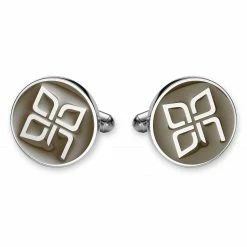 Bohemian Revolt Geo Remix | Round Silver-Tone Stainless Steel Cufflinks