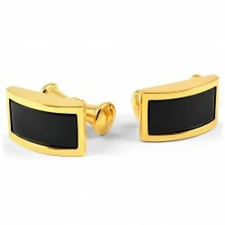 Warren Asher Gold-Tone & Black Detail Chain Cufflinks