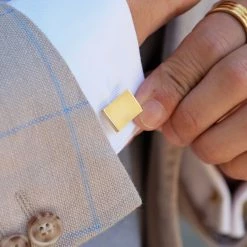 Northern Jewelry Rectangle Gold 925s Classic Cufflinks -Cheap TIE CLIPS Store 13188 cufflink 2