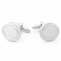 Warren Asher Oval Silver-Tone Faced Cufflinks