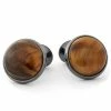 Warren Asher Round Dark Grey & Tiger's Eye Stone Cufflinks