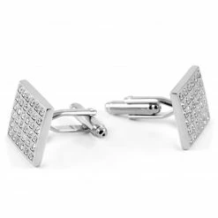Warren Asher Square Silver-Tone Bling Sparkling Stone Cufflinks -Cheap TIE CLIPS Store 15 1 30
