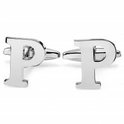 Trendhim Silver-Tone Letter P Initial Cufflinks