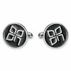 Bohemian Revolt Geo Remix | Round Silver-Tone & Black Stainless Steel Cufflinks