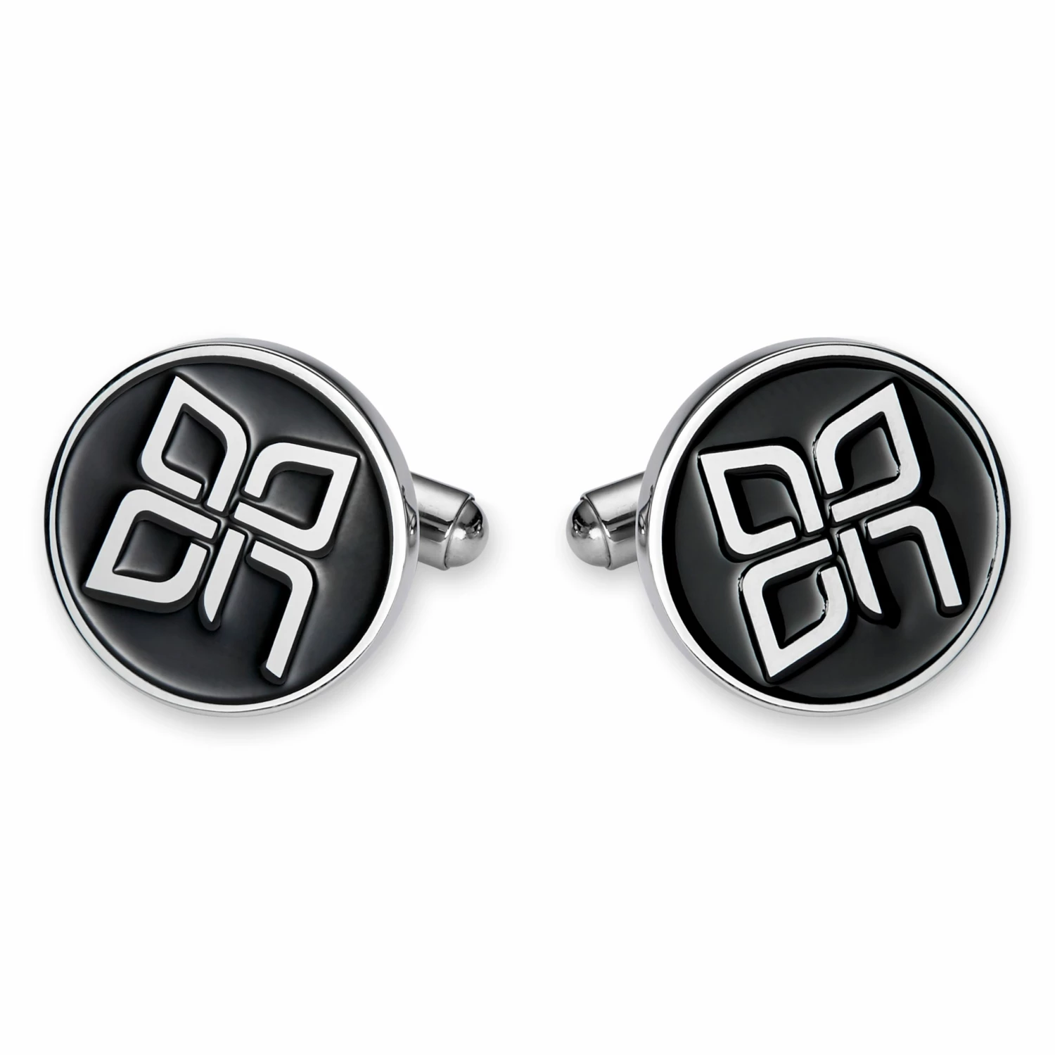 Bohemian Revolt Geo Remix | Round Silver-Tone & Black Stainless Steel Cufflinks 1 Bohemian Revolt Geo Remix | Round Silver-Tone & Black Stainless Steel Cufflinks