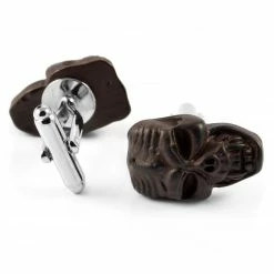 Warren Asher Dark Brown Skull Cufflinks -Cheap TIE CLIPS Store 16 2 15