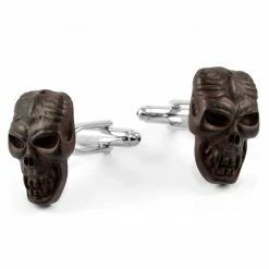Warren Asher Dark Brown Skull Cufflinks