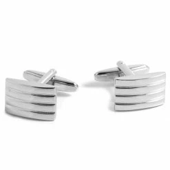 Warren Asher Rectangle Silver-Tone Stylish Crossed Cufflinks
