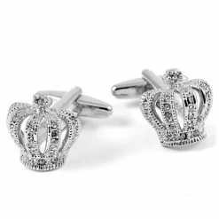 Warren Asher Silver-Tone Royal Crown Cufflinks