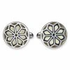 Bohemian Revolt Geo Remix | Olive Green, Black & Cream Floral Motif Stainless Steel Cufflinks