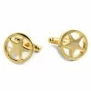 Warren Asher Round Gold-Tone Star Shaped Cufflinks