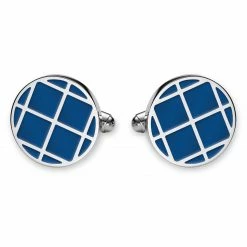 Bohemian Revolt Geo Remix | Round Silver-Tone & Cobalt Blue Stainless Steel Cufflinks