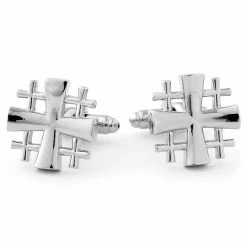 Warren Asher Silver-Tone Hashtag Cross Cufflinks