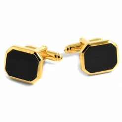 Warren Asher Gold-Tone & Black Stylish Octagonal Cufflinks
