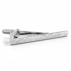 Warren Asher Silver-Tone Patterned Tie Clip