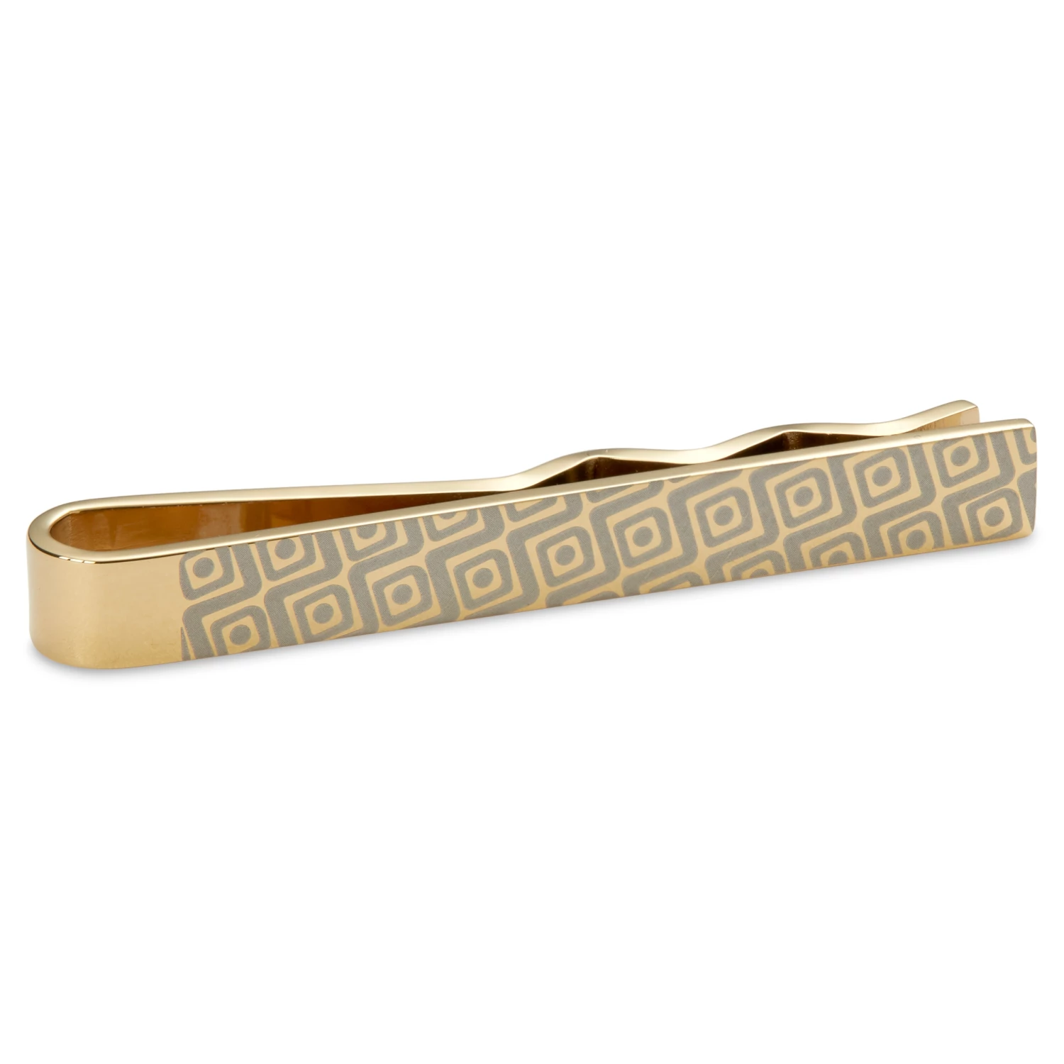Bohemian Revolt Geo Remix | Gold-Tone & Grey Patterned Stainless Steel Tie Bar 1 Bohemian Revolt Geo Remix | Gold-Tone & Grey Patterned Stainless Steel Tie Bar