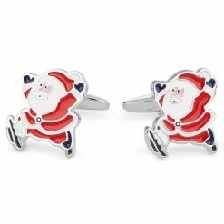 Warren Asher Father Christmas Stainless Steel Cufflinks
