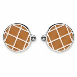 Bohemian Revolt Geo Remix | Round Silver-Tone & True Orange Stainless Steel Cufflinks