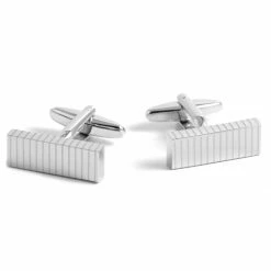 Warren Asher Rectangular Silver-Tone Oblong Cufflinks