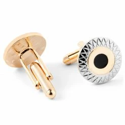 Warren Asher Round Silver-Tone, Sand & Black Chic Tri-Coloured Cufflinks -Cheap TIE CLIPS Store 21 2 56