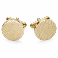 Bohemian Revolt Geo Remix | Round Gold-Tone Stainless Steel Cufflinks