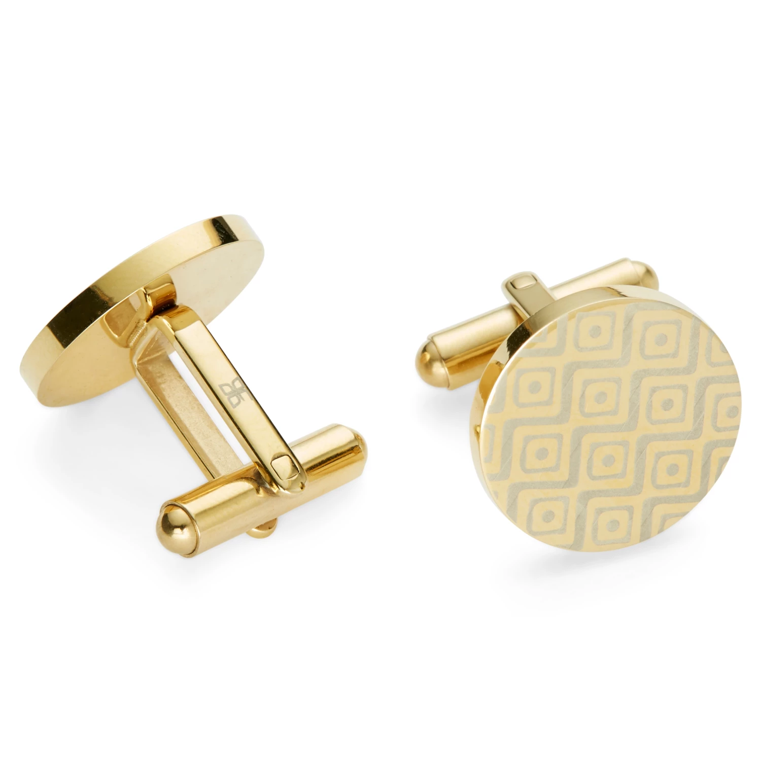 Bohemian Revolt Geo Remix | Round Gold-Tone Stainless Steel Cufflinks 2 Bohemian Revolt Geo Remix | Round Gold-Tone Stainless Steel Cufflinks - Image 2