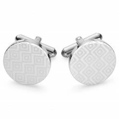 Bohemian Revolt Geo Remix | Round Silver-Tone Stainless Steel Cufflinks