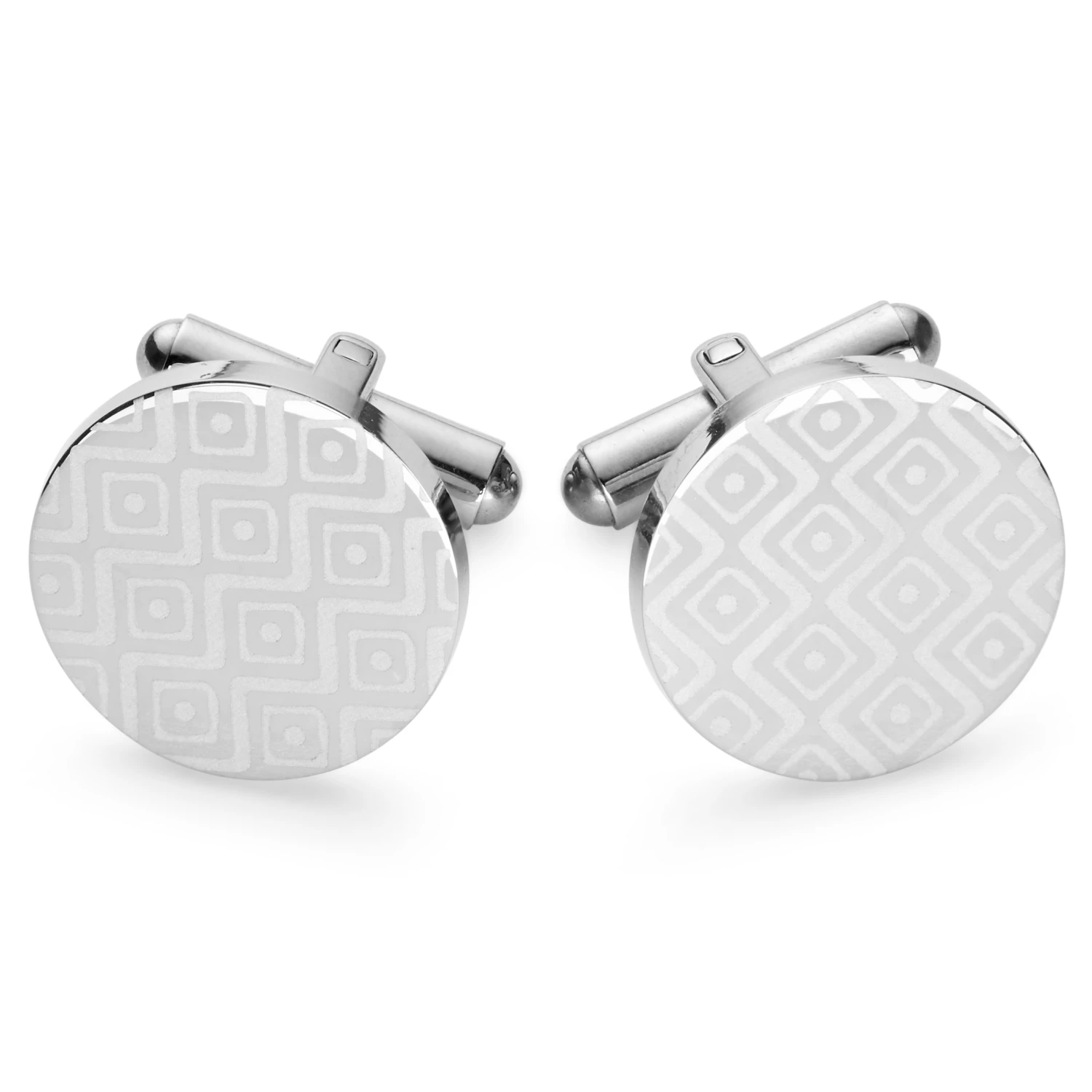 Bohemian Revolt Geo Remix | Round Silver-Tone Stainless Steel Cufflinks 1 Bohemian Revolt Geo Remix | Round Silver-Tone Stainless Steel Cufflinks