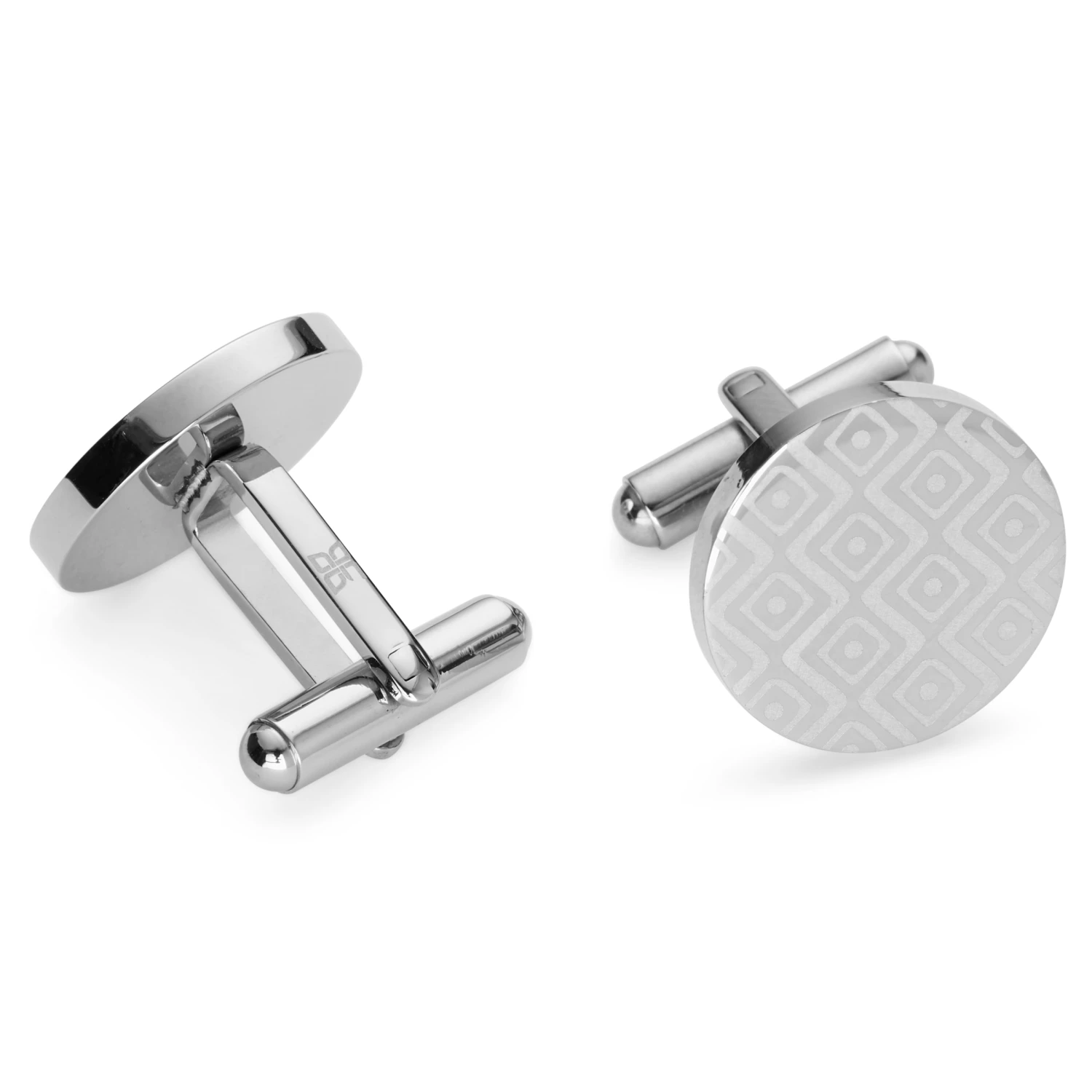 Bohemian Revolt Geo Remix | Round Silver-Tone Stainless Steel Cufflinks 2 Bohemian Revolt Geo Remix | Round Silver-Tone Stainless Steel Cufflinks - Image 2