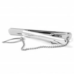 Warren Asher Silver-Tone & Zirconia Tie Clip With Chain -Cheap TIE CLIPS Store 23 2 27