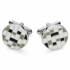 Bohemian Revolt Geo Remix | Black, White & Grey Chequered Stainless Steel Cufflinks