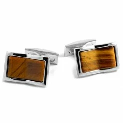 Warren Asher Rectangle Silver-Tone & Rustic Take inherited Cufflinks
