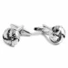 Warren Asher Round Silver-Tone Braided Ring Cufflinks