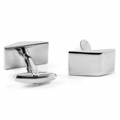 Warren Asher Square Classic Bent Silver-Tone Cufflinks -Cheap TIE CLIPS Store 26 2 15