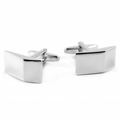 Warren Asher Square Classic Bent Silver-Tone Cufflinks