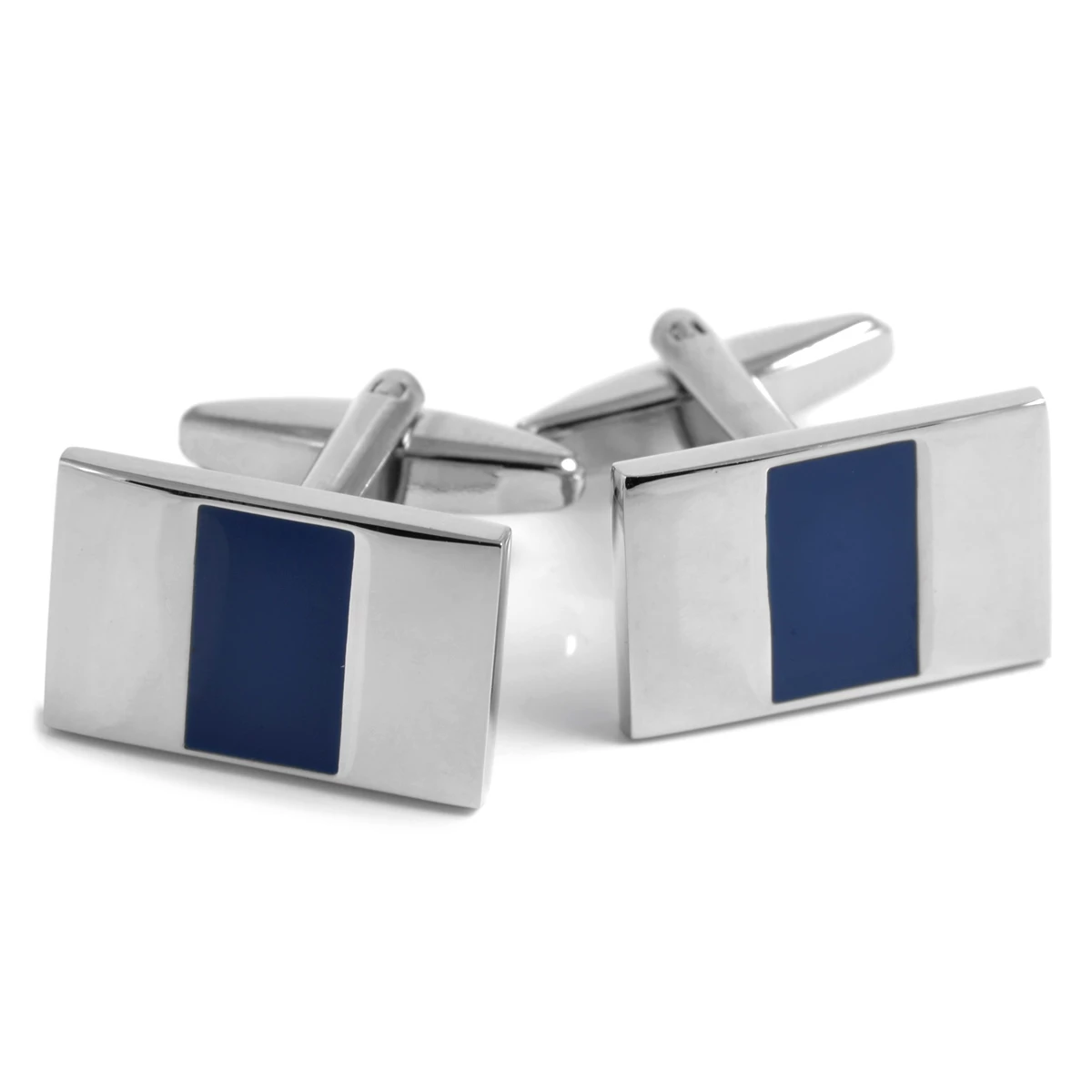 Warren Asher Rectangle Silver-Tone & Royal Blue Stylish Middle Cufflinks 1 Warren Asher Rectangle Silver-Tone & Royal Blue Stylish Middle Cufflinks