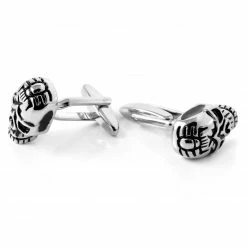Warren Asher Silver-Tone & Black Detail Skull Cufflinks -Cheap TIE CLIPS Store 27 1 12