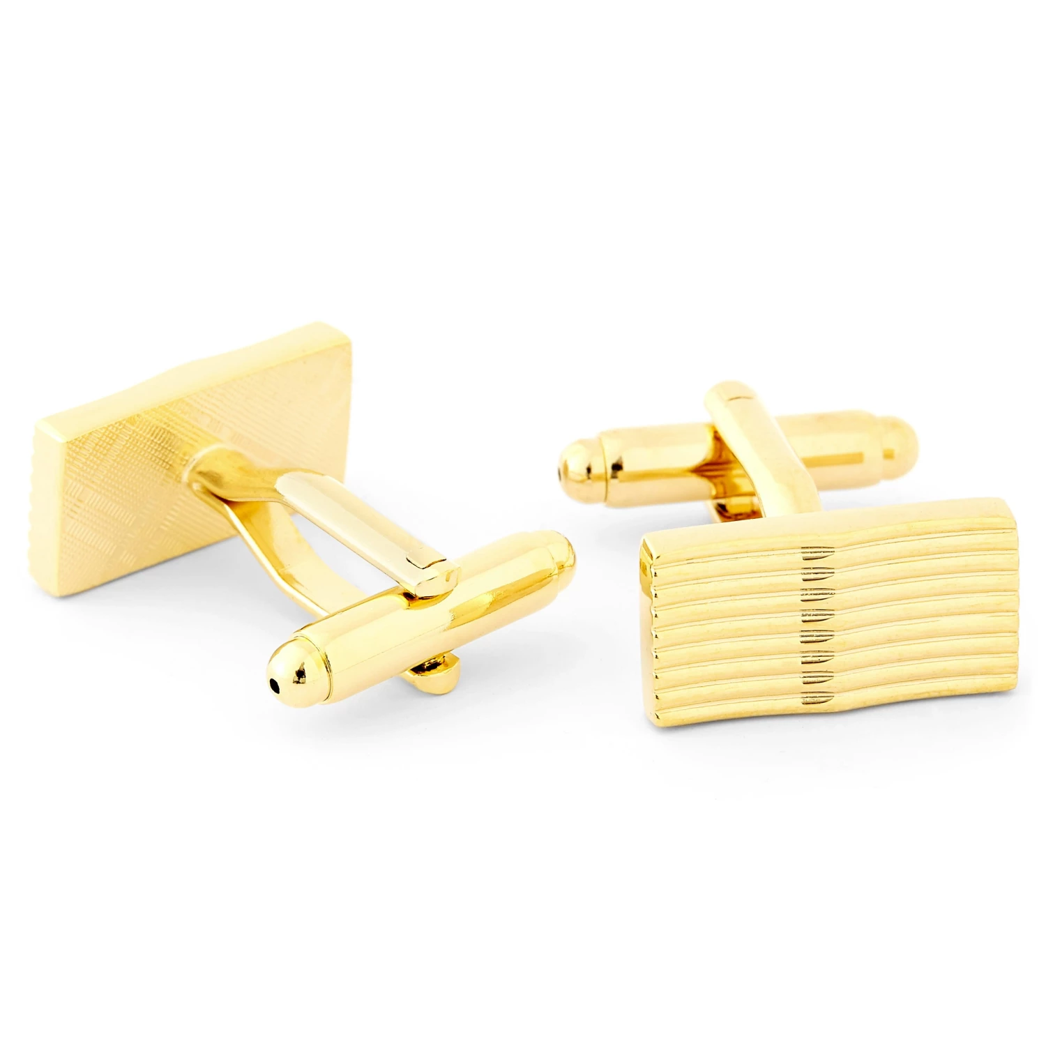 Warren Asher Rectangle Gold-Tone Wave Cufflinks 2 Warren Asher Rectangle Gold-Tone Wave Cufflinks - Image 2
