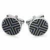 Bohemian Revolt Geo Remix | Round Royal Blue & Black Stainless Steel Cufflinks