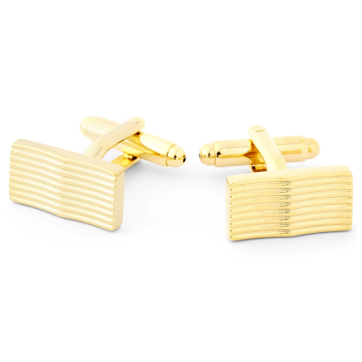 Warren Asher Rectangle Gold-Tone Wave Cufflinks 1 Warren Asher Rectangle Gold-Tone Wave Cufflinks